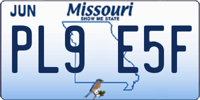 MO license plate PL9E5F