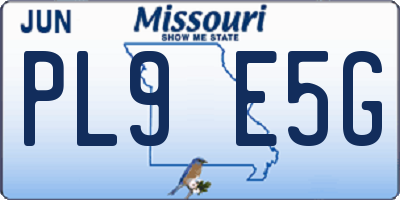 MO license plate PL9E5G