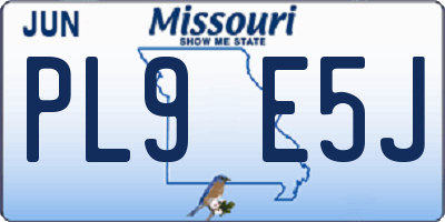 MO license plate PL9E5J
