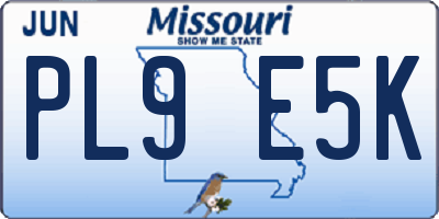 MO license plate PL9E5K