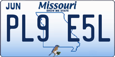 MO license plate PL9E5L