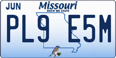 MO license plate PL9E5M