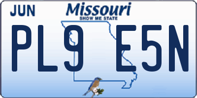 MO license plate PL9E5N