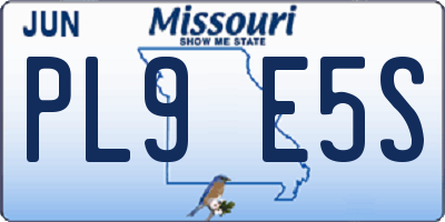 MO license plate PL9E5S