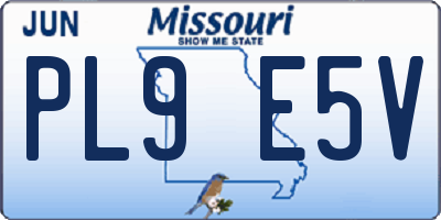 MO license plate PL9E5V