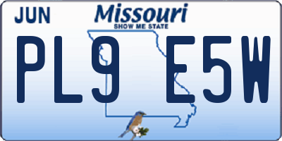 MO license plate PL9E5W