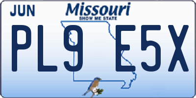 MO license plate PL9E5X