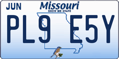 MO license plate PL9E5Y