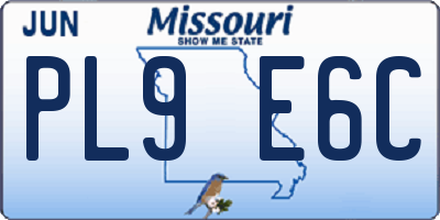 MO license plate PL9E6C