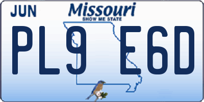 MO license plate PL9E6D