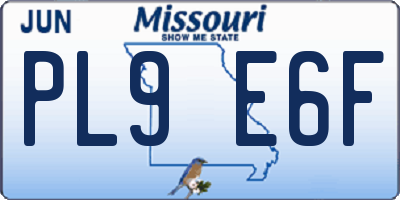 MO license plate PL9E6F