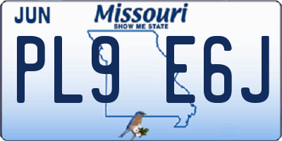 MO license plate PL9E6J