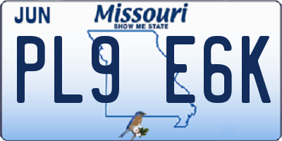 MO license plate PL9E6K