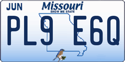 MO license plate PL9E6Q