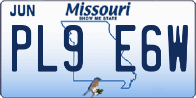 MO license plate PL9E6W