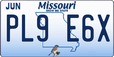 MO license plate PL9E6X