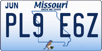 MO license plate PL9E6Z