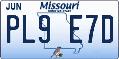 MO license plate PL9E7D