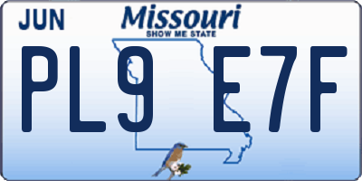 MO license plate PL9E7F