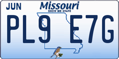 MO license plate PL9E7G