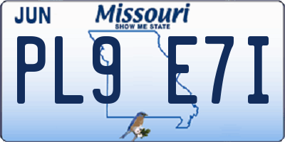 MO license plate PL9E7I