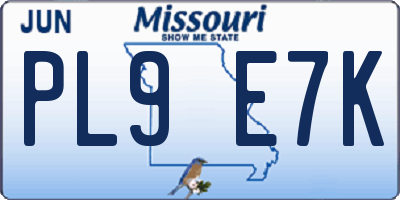 MO license plate PL9E7K