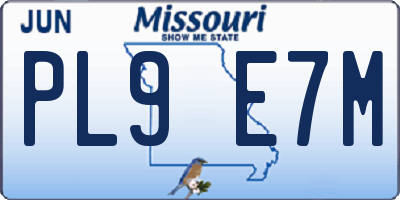 MO license plate PL9E7M