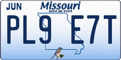 MO license plate PL9E7T