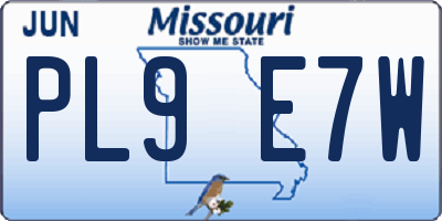 MO license plate PL9E7W