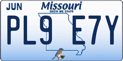 MO license plate PL9E7Y