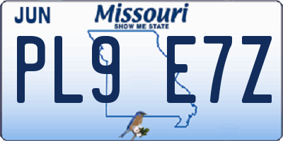 MO license plate PL9E7Z