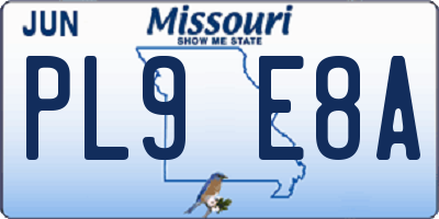 MO license plate PL9E8A