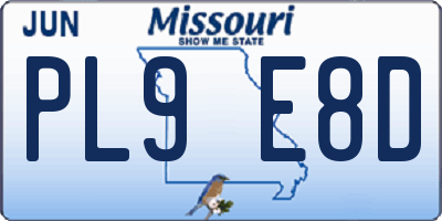 MO license plate PL9E8D