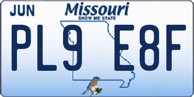 MO license plate PL9E8F