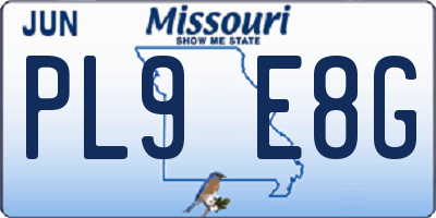 MO license plate PL9E8G
