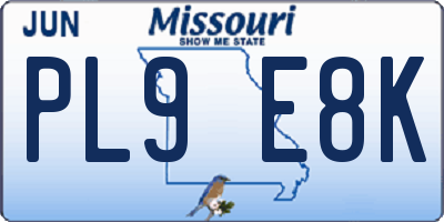 MO license plate PL9E8K
