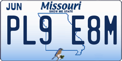 MO license plate PL9E8M