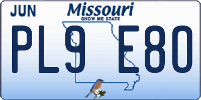 MO license plate PL9E8O