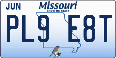 MO license plate PL9E8T