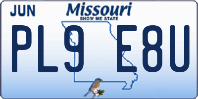 MO license plate PL9E8U
