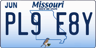MO license plate PL9E8Y