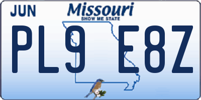 MO license plate PL9E8Z