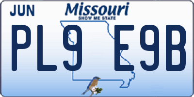 MO license plate PL9E9B