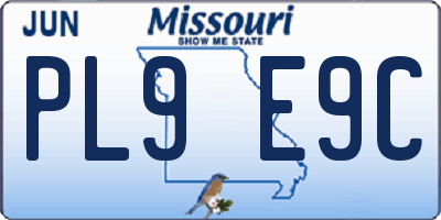 MO license plate PL9E9C