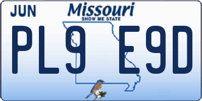 MO license plate PL9E9D