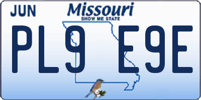 MO license plate PL9E9E