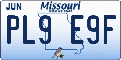 MO license plate PL9E9F
