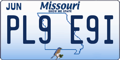 MO license plate PL9E9I