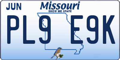 MO license plate PL9E9K
