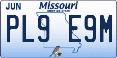 MO license plate PL9E9M
